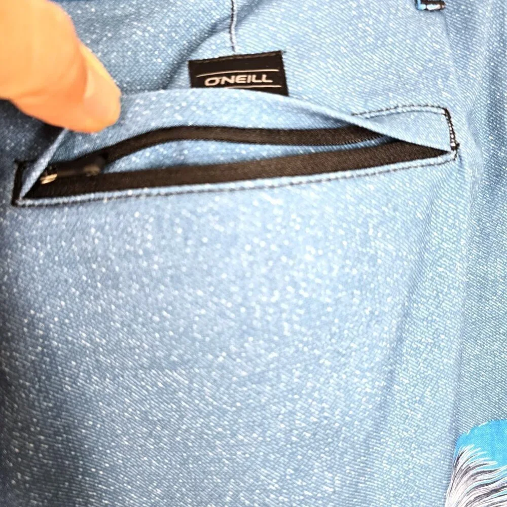 O'NEILL Mens Hybrid Palm Leaf Black Blue Surfing Swimming Board Shorts